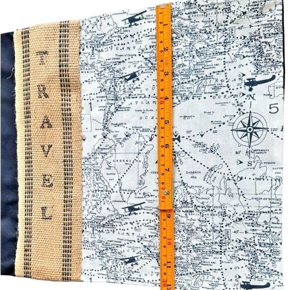 Travel Map Themed Decorative Throw Pillow Case Handmade. Home Decor. - Picture 4 of 5